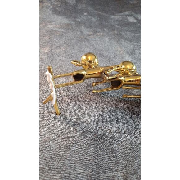 Brass Jumping Reindeer Triple Tealight/Votive Candle Holder Christmas Holiday - Picture 10 of 15